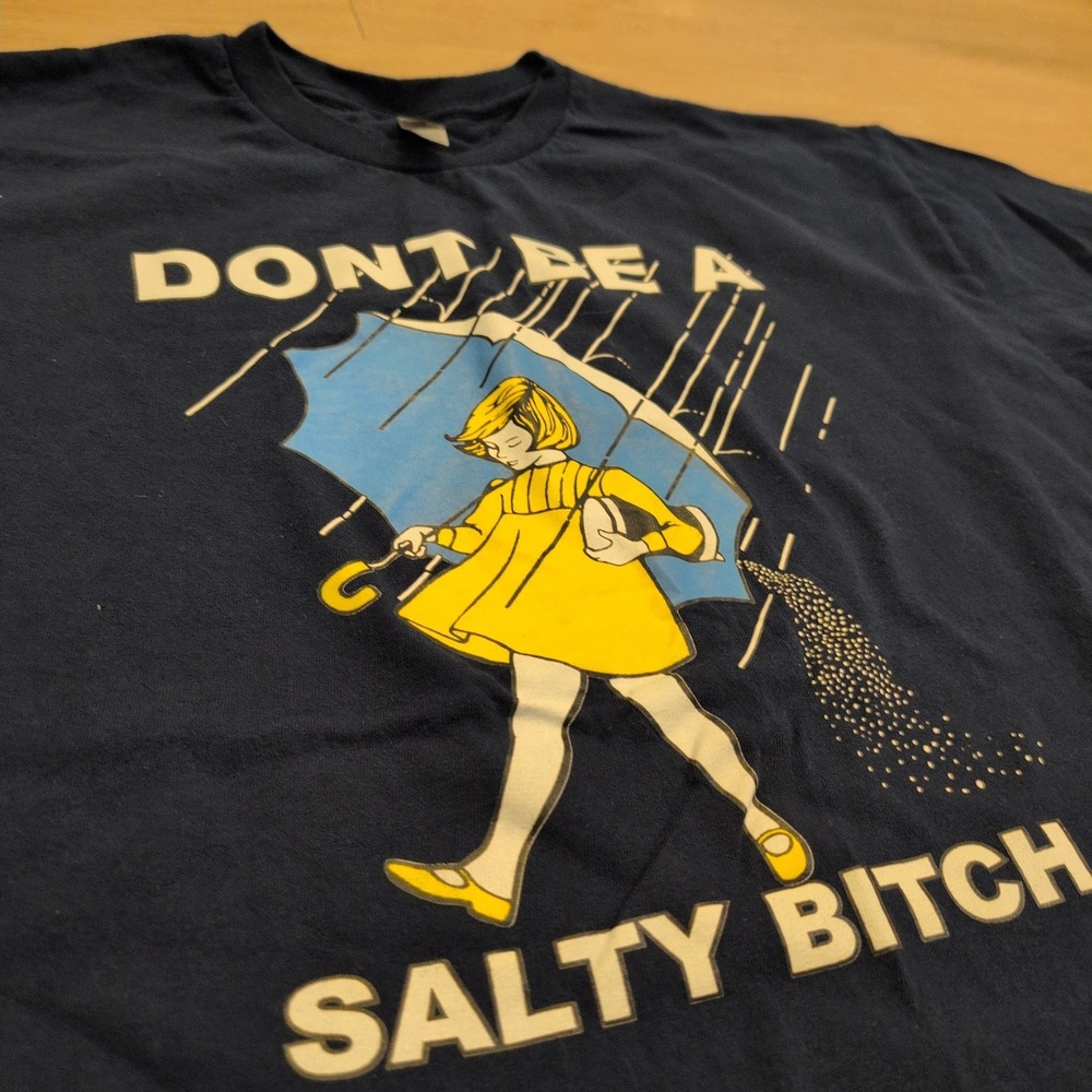 Dont Be A Salty B*tch Navy Blue Graphic T-Shirt Adult XL Morton Salt Parody - Picture 2 of 6